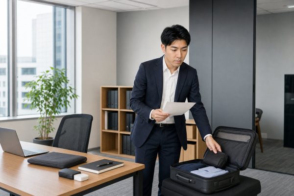 出張の準備をするビジネスマン