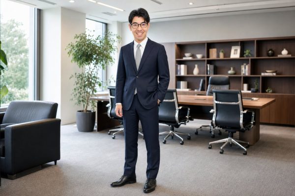 腕組みするメガネのビジネスリーダー