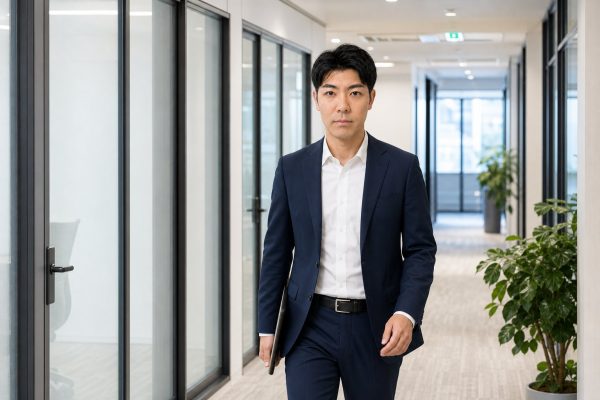 オフィスの廊下を歩く男性