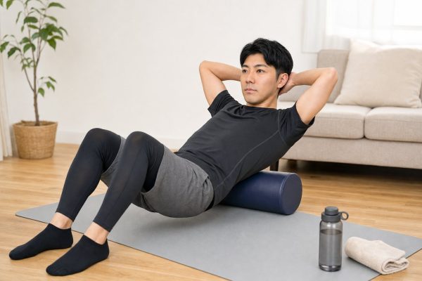 ストレッチポールで体をリセットする男性