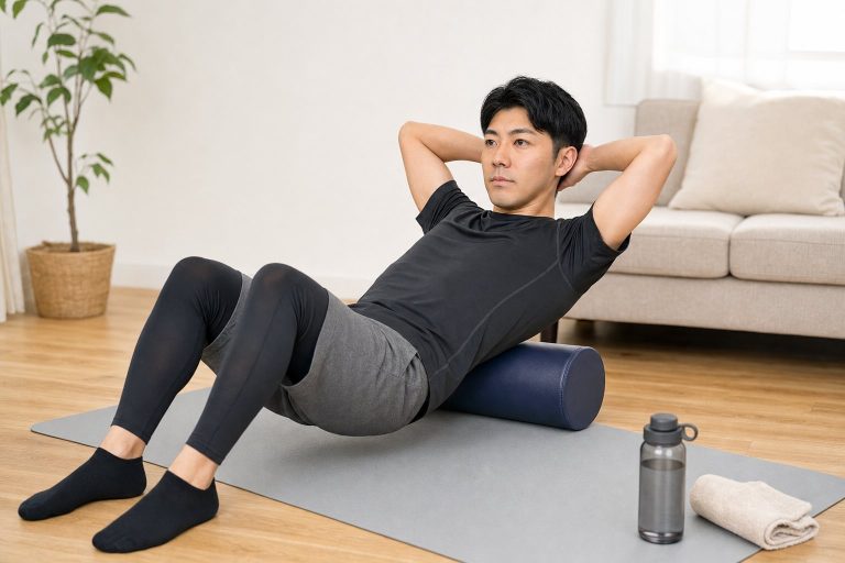 ストレッチポールで体をリセットする男性
