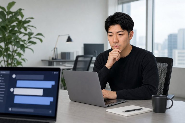 AIチャットを使って考える男性