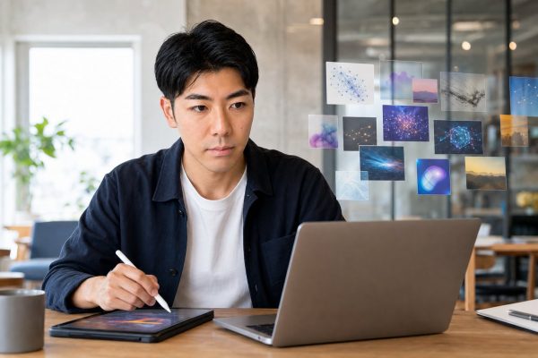 生成AIでアイデアを練る男性
