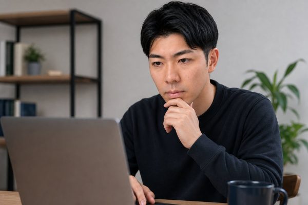 セキュリティ警告に困る男性