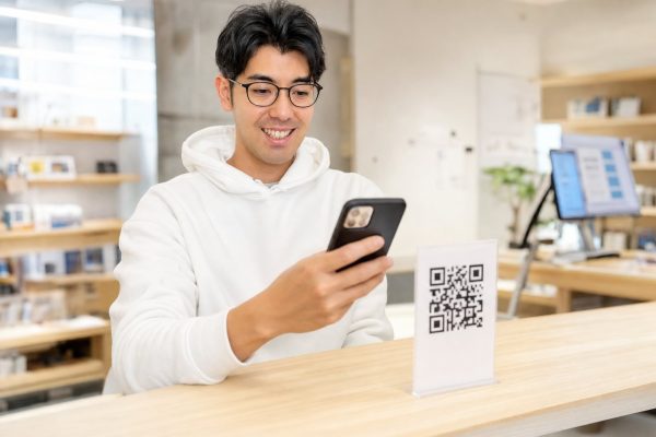 QRコードを読み込む男性