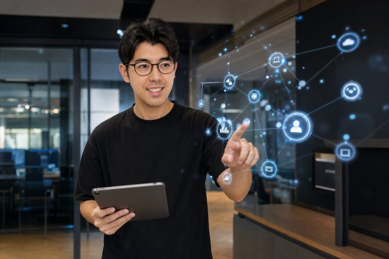 AIネットワークを操る男性