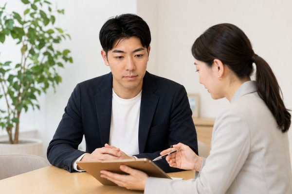 結婚相談所でカウンセリングを受ける男性