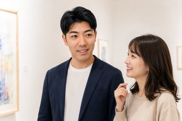 ギャラリーでデートする二人