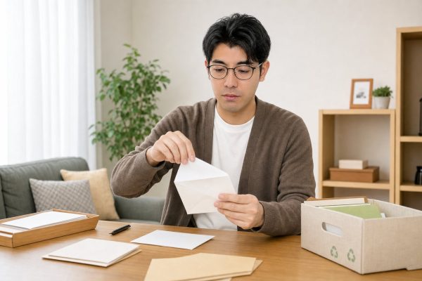 郵便物を確認する男性
