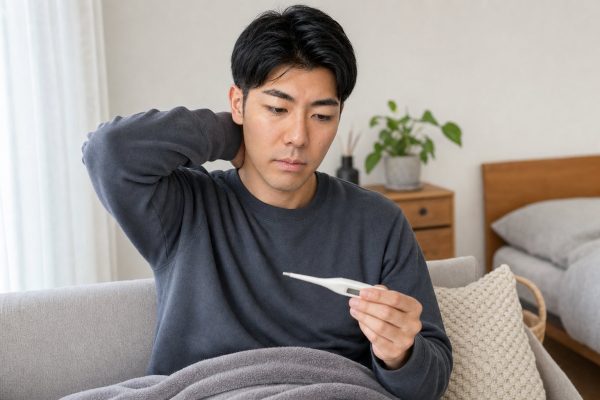 体温を測る男性