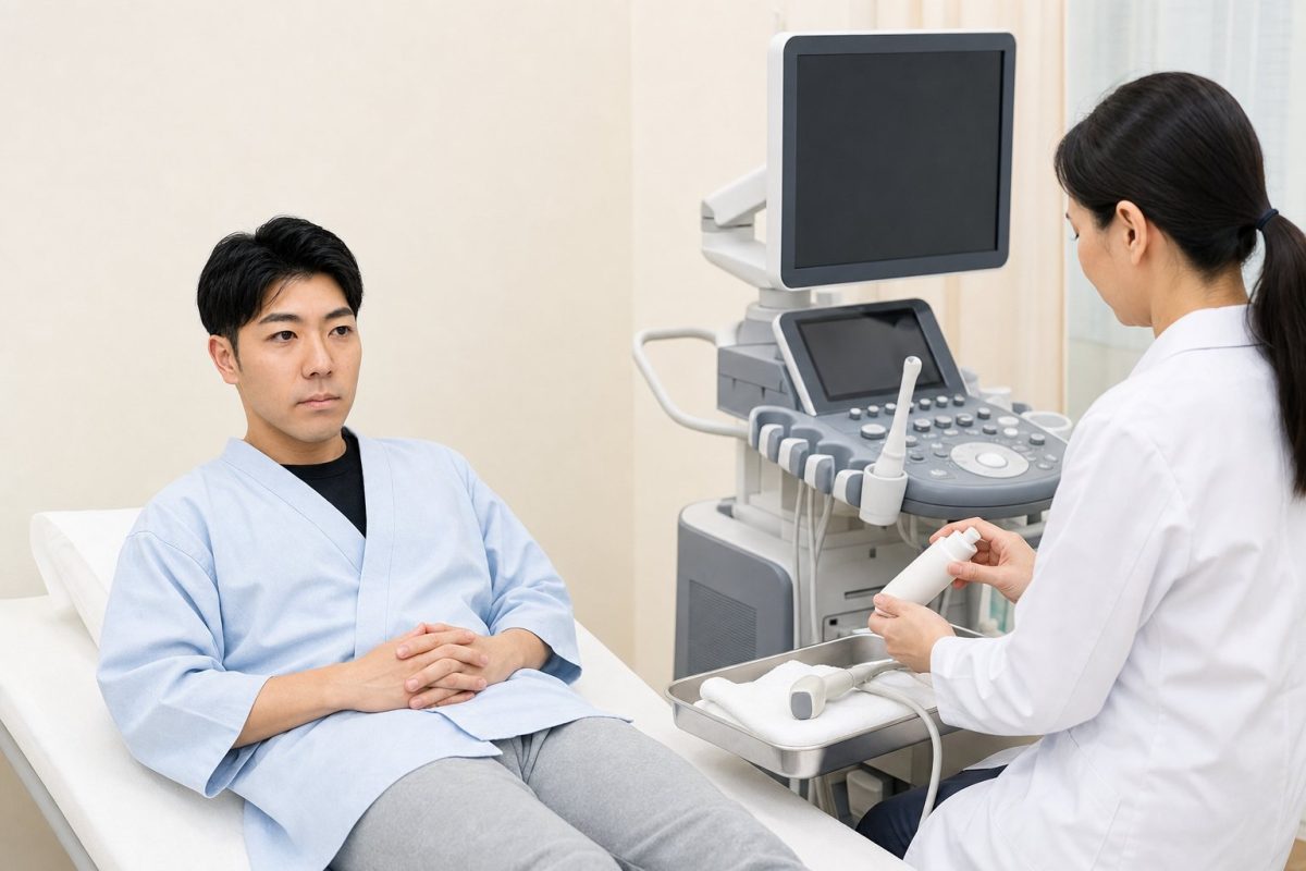 超音波検査を受ける男性