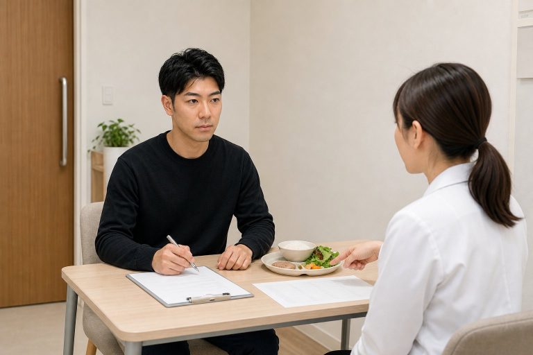 栄養指導を受ける男性