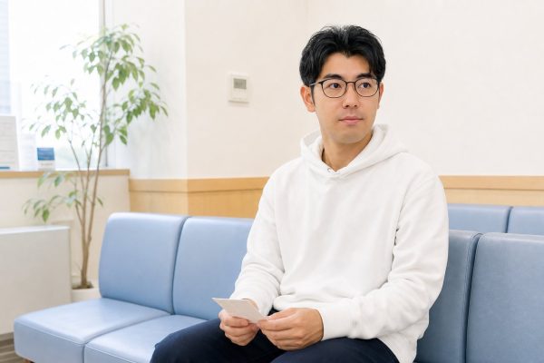 診察を待つ男性