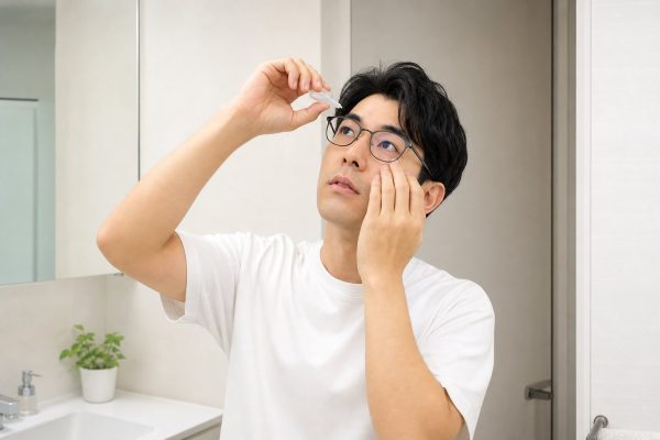 目薬を点す男性