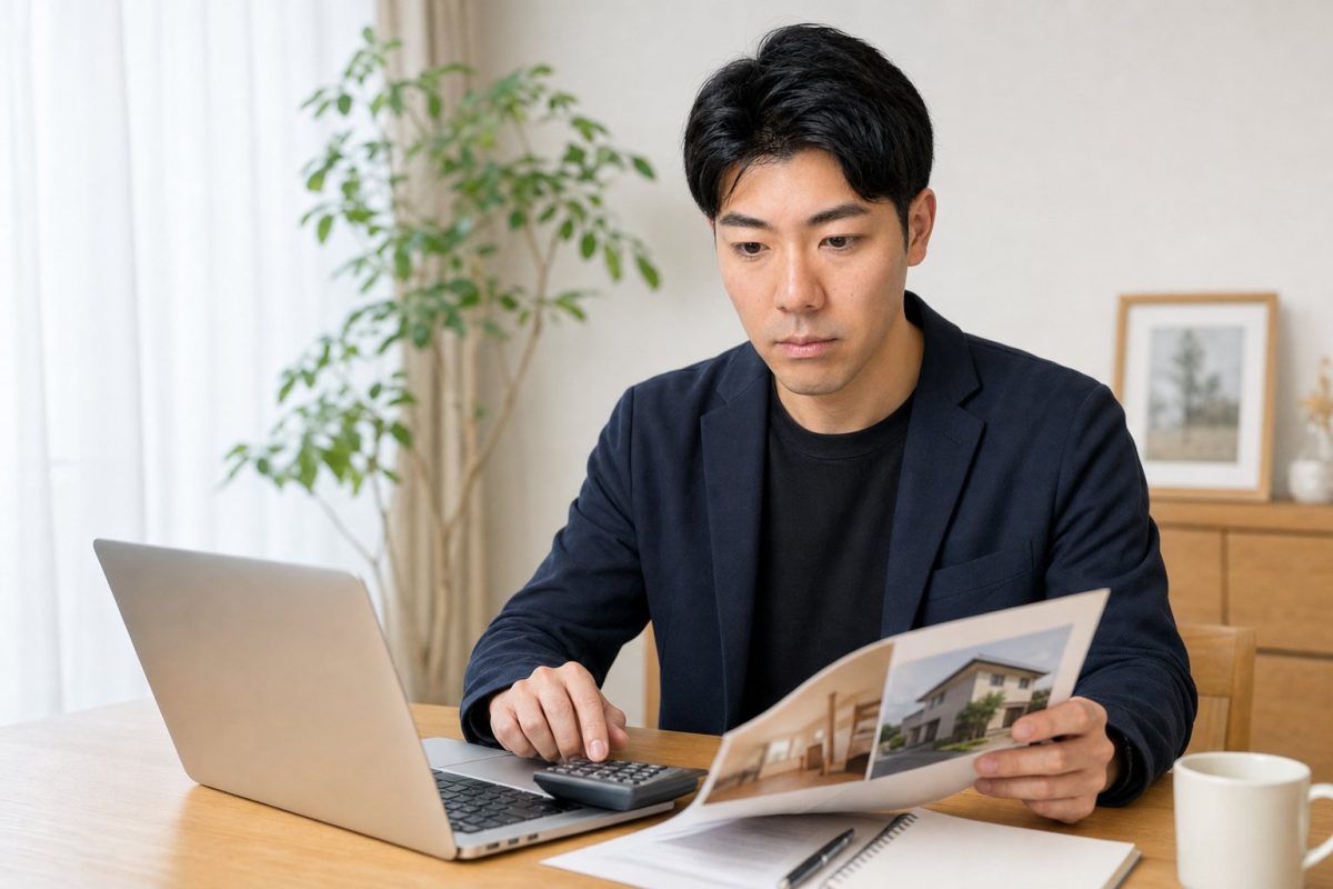 住宅ローンをシミュレーションする男性
