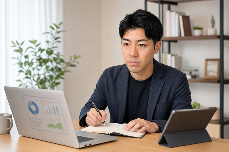 資産配分を見直す男性
