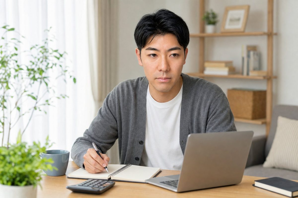 老後資金の計画を立てる男性
