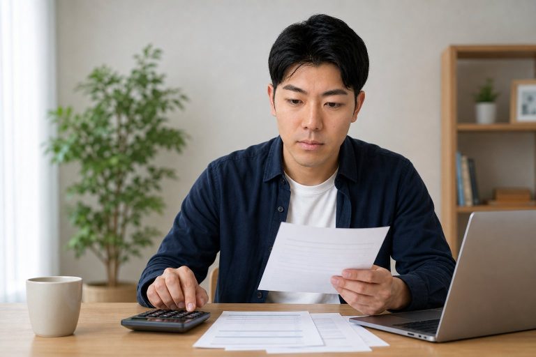 ローンの返済計画を確認する男性