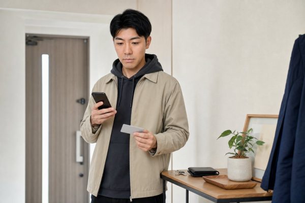 電子マネーをチャージする男性