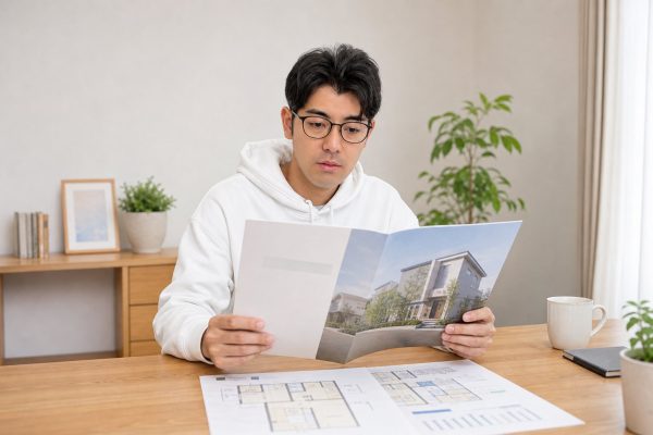 住宅購入の資料を検討する男性
